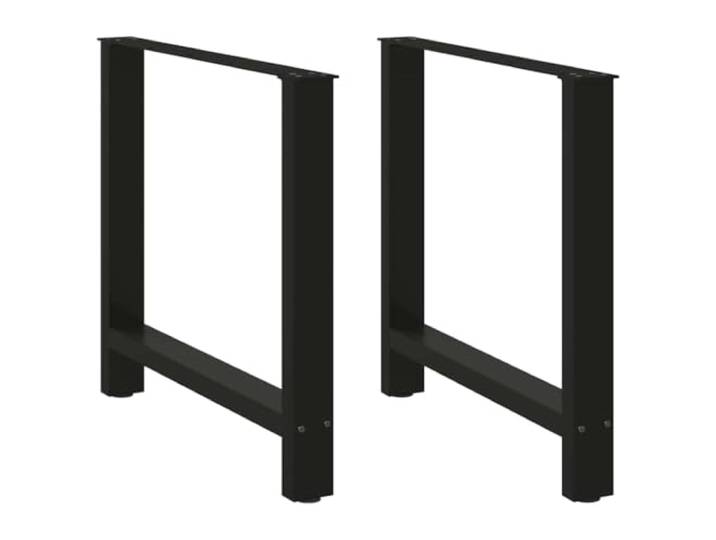 HGDFWRQW 2er Set Tischkufen 80x73 cm Esstischbeine Metall Schwarz Robuste Kastenform für Esszimmer und Arbeitszimmer, inklusive Bodenausgleichsschrauben gegen Kippeln und Kratzer.