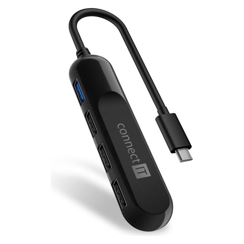 Connect IT USB-C Hub USB 3.0 schwarz / extern (USB-C, 4 Ports) (CHU-5000-BK)
