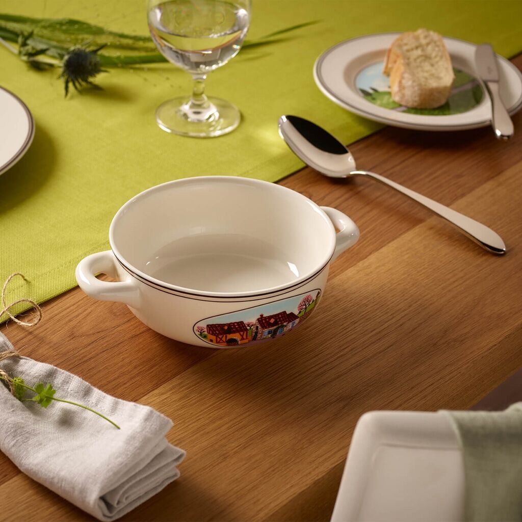 Schale VILLEROY & BOCH "Suppentasse mit Untertasse Design Naif 450 ml bunt", bunt, Schüsseln, Schale