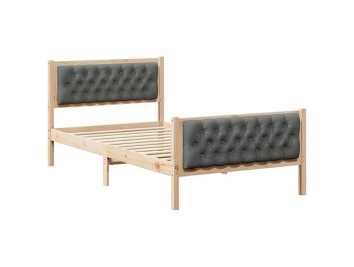 PUGYNBK Bettgestell mit festen Latten, Dunkelgrau, 100 x 200 cm Massives Kiefernholz, gepolstertes Kopfteil, quadratische Beine, stabil