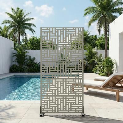 Dovelina 6 ft. H x 4 ft. Metal Privacy Screen Free Standing