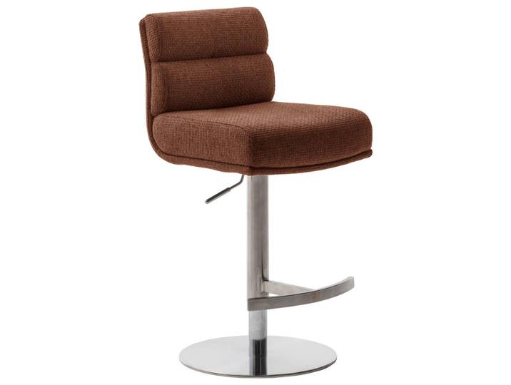 Dieter Knoll Barhocker, Edelstahl, Rost, Metall, Drehteller, Säule, rund, 43x84x52 cm, Stoffauswahl, Typenauswahl, Sitzfläche 360° drehbar, Esszimmer, Barmöbel, Barhocker