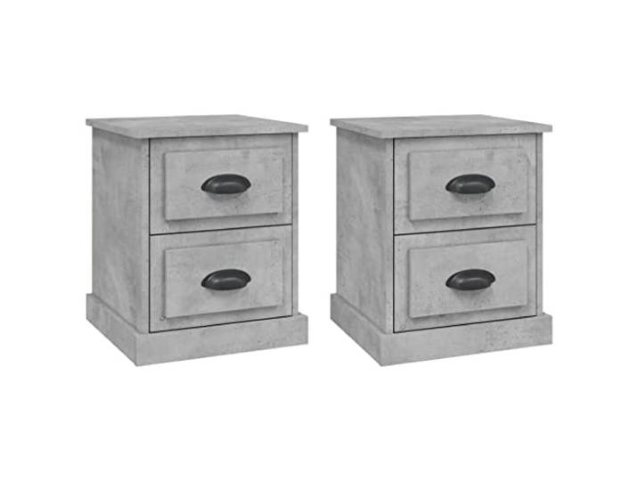 LMTYOENFG Nachttisch 2er Set Betongrau 39x39x47,5 cm Beistelltisch Kompakte Nachtkonsole fürs Schlafzimmer mit 2 Schubladen für Bücher, Lesebrille und Zubehör griffbereit am Bett.