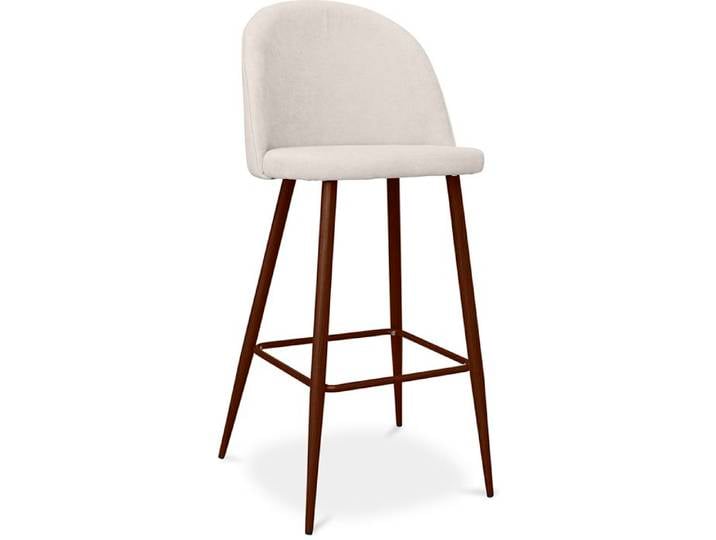 Tabouret rembourré en tissu - Design scandinave - 76cm - Bennett Crème