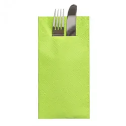 Mank Besteckservietten Tissue Deluxe in Kiwi, 40 x 40 cm, 1/8 Falz, 75 Stück - Bestecktaschen