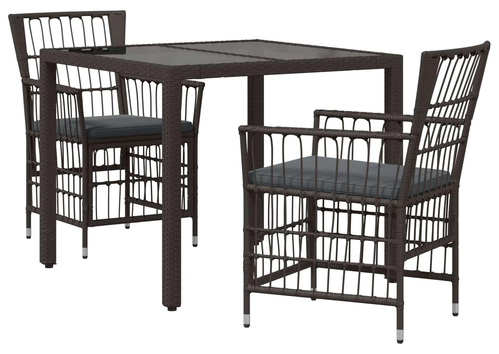 Outdoor-Essgruppe 3 stk. Schwarz Poly-Rattan