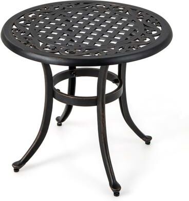 Costway 24 Inch Patio Side Table with Adjustable Footpads for Poolside Backyard Balcony-Rustic Brown