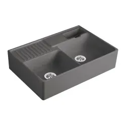 632392i4 Spülstein Doppelbecken Graphite Keramikspüle Excenterbetätigung Spülstein 90cm Unterschrank