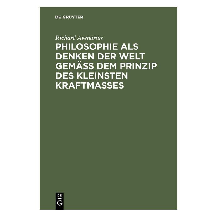 De Gruyter Avenarius:Philosophie als Denken der We (Deutsch, Hardcover, Richard Avenarius) (67772397)