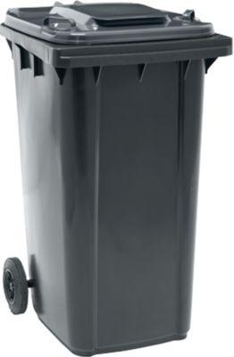 Fahrbare Mülltonne SSI Schäfer GMT eXtra, 240 l, EN 840, vorbereitet für Chipaufnahme, Ziehgriff, 90 % Recycling-Kunststoff, schwarz-schwarz