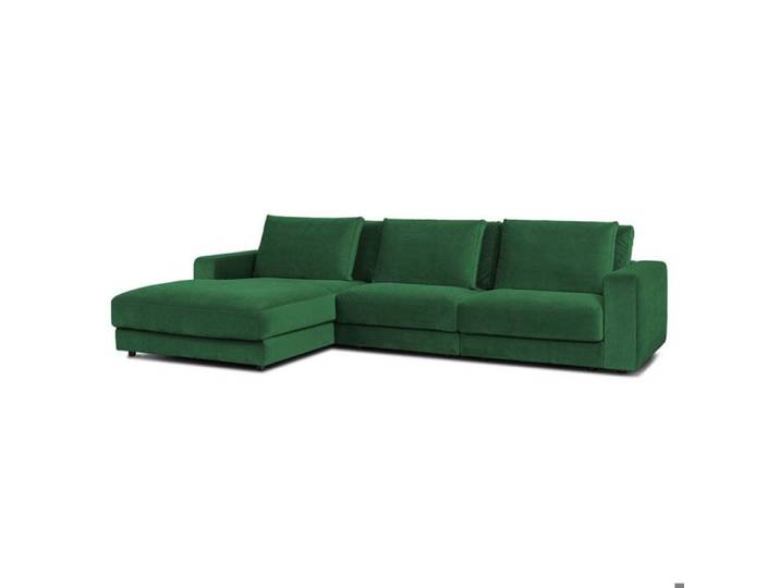 Canapé angle gauche Venezia en velours vert - 5 places