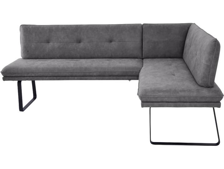 Eckbank K+W KOMFORT & WOHNEN, grau (anthrazit), B:207cm H:87cm T:157cm, Sitzbänke, Eckbank, Polstereckbank in Spitzkissenoptik, Sitz und Rücken gesteppt
