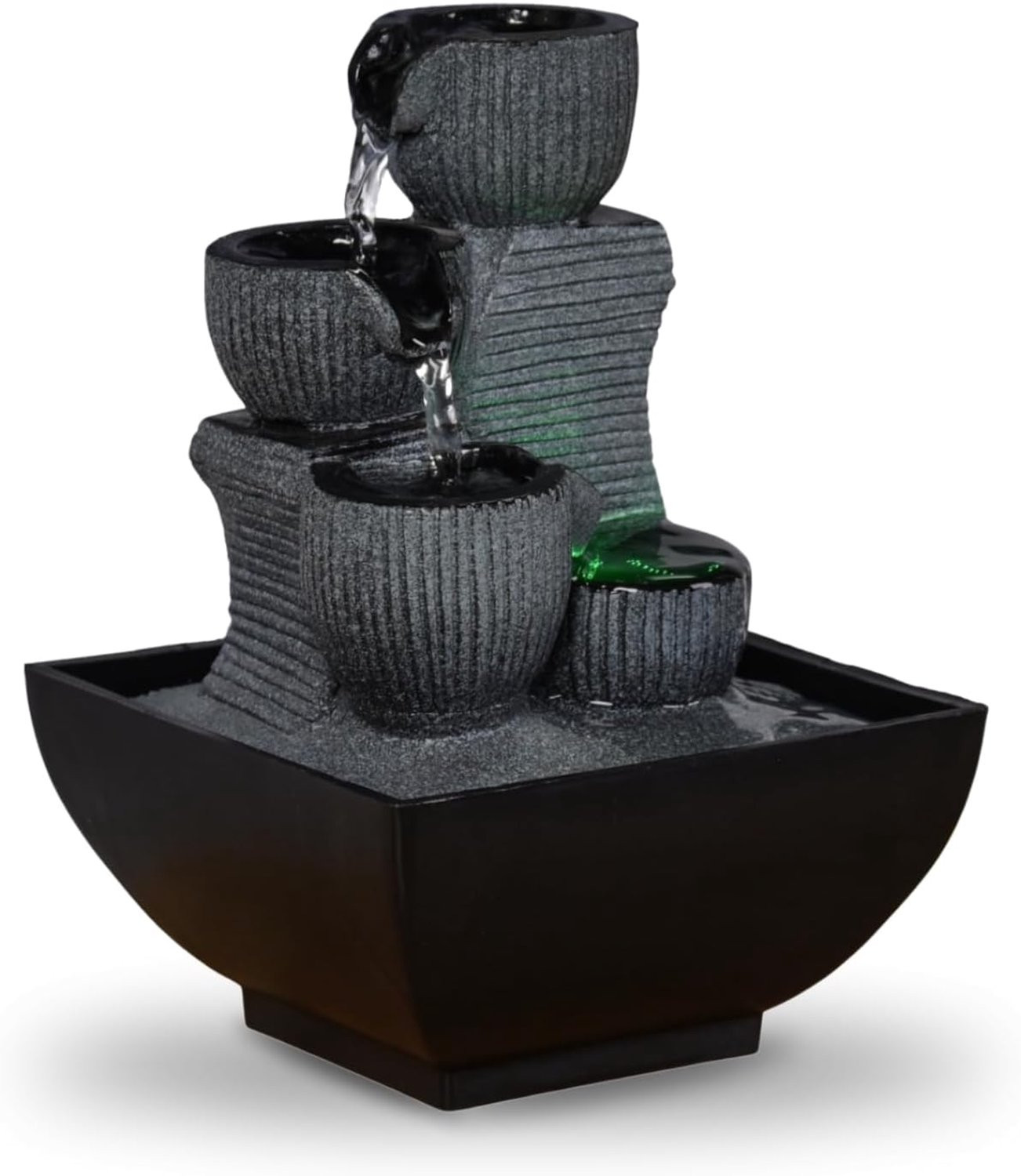 Mini Zen Waterval Tafeldecoratie met LED Verlichting - Zwart