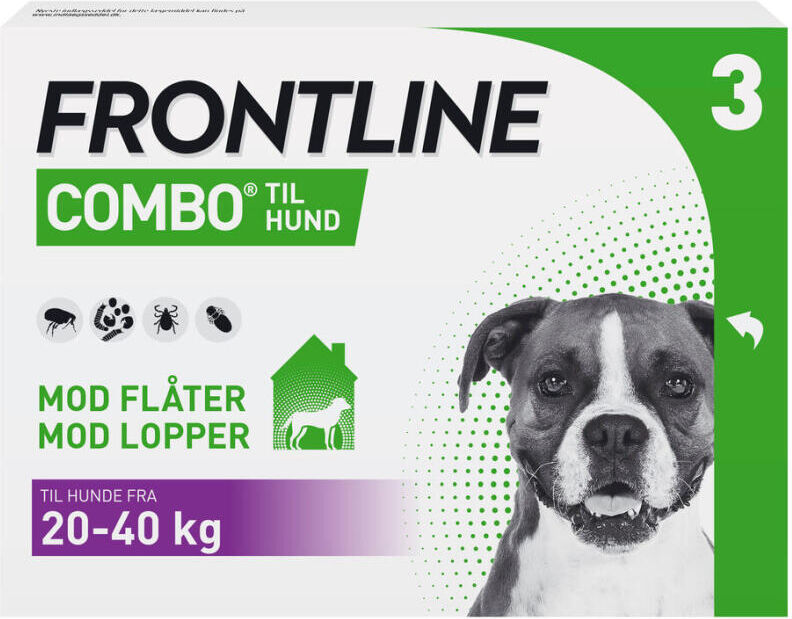 Frontline Combo Vet.hund 20-40 100 + 90 mg/ml 8,04 ml Spot-on, opløsning