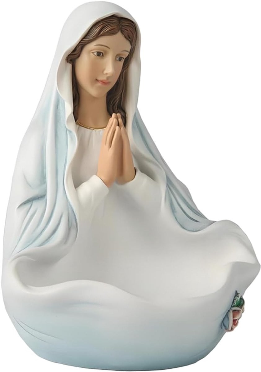 Maria standbeeld wit religieus decoratief figuur voor op tafel, Hoogte: 14 cm