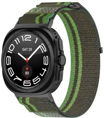 Everyday Crate Samsung Galaxy Watch Ultra 47mm Nylon Watch Band Adjustable Hook And Loop Strap Breathable Sport Loop dark Green