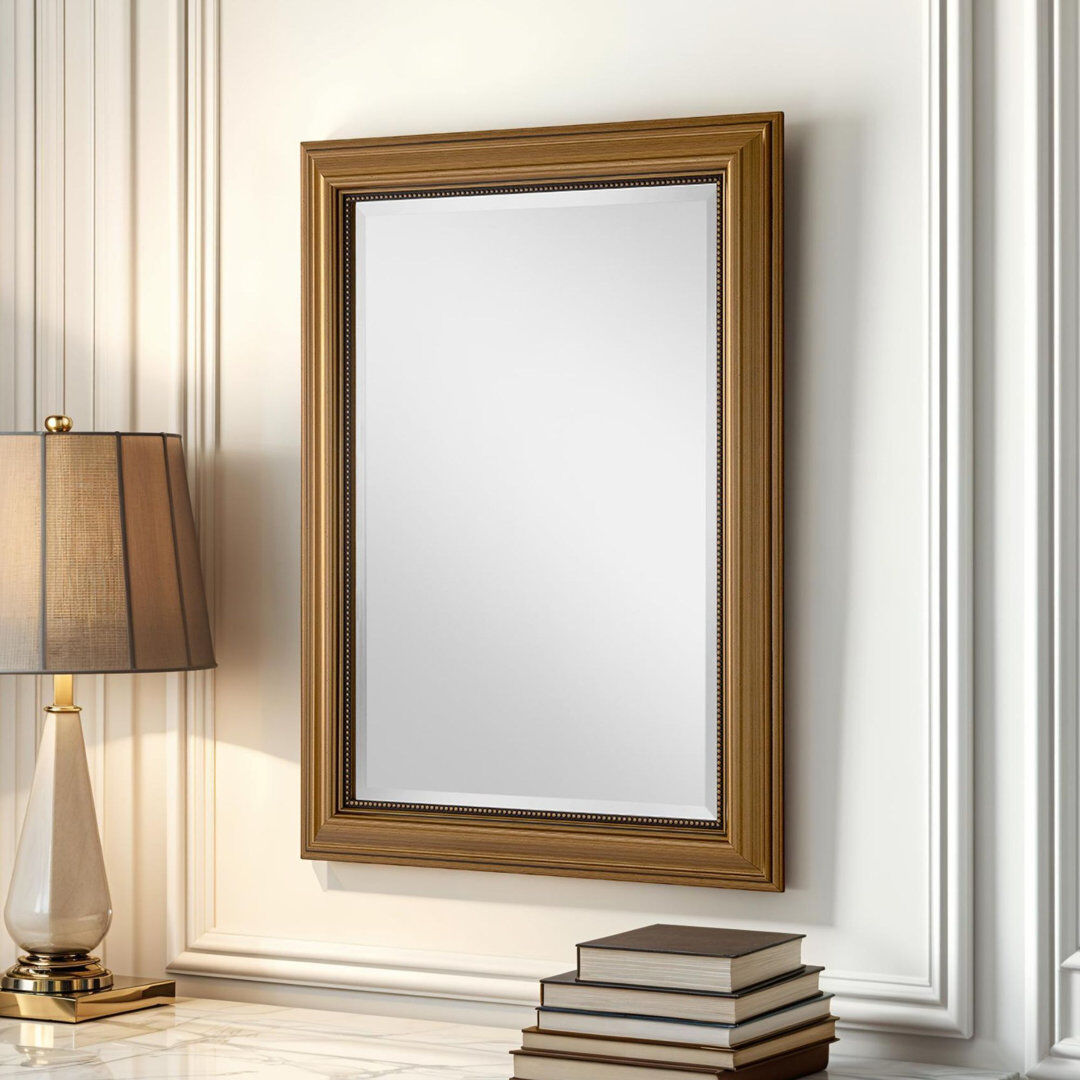Three Posts Magdalene Beaded Framed Wall Mounted Accent Mirror Gold 62.5cm H x 77.5cm W