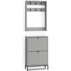 Vicco, Garderobe + Kleiderstange, Garderobe Eliza, Grau, 60 x 92 cm Set, 2 Teile