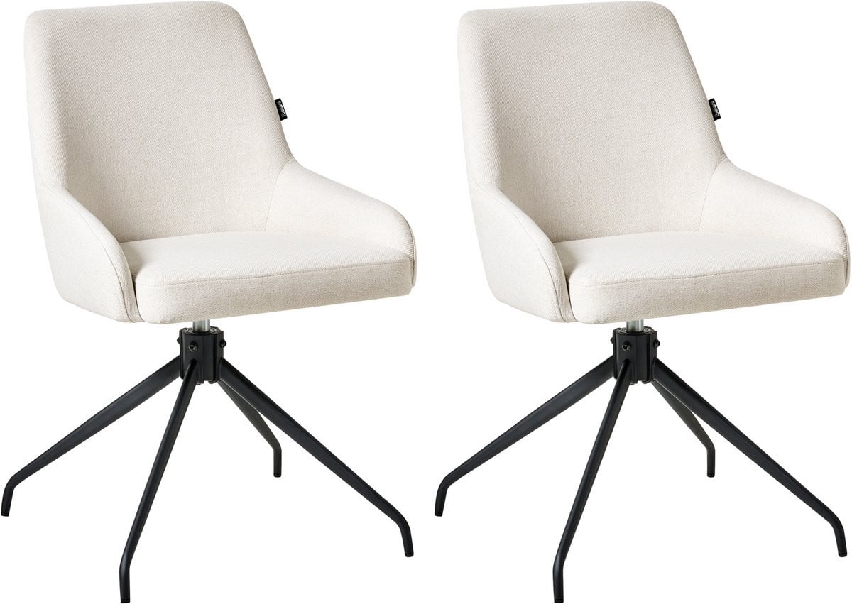Beliani Jenner Set van 2 eetkamerstoelen met armleuningen - Gebroken wit