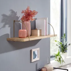 KADIMA DESIGN Wandregal TEVERE: Industrie-Stil, Mango Massivholz/Eisen, 80x25x22 cm.