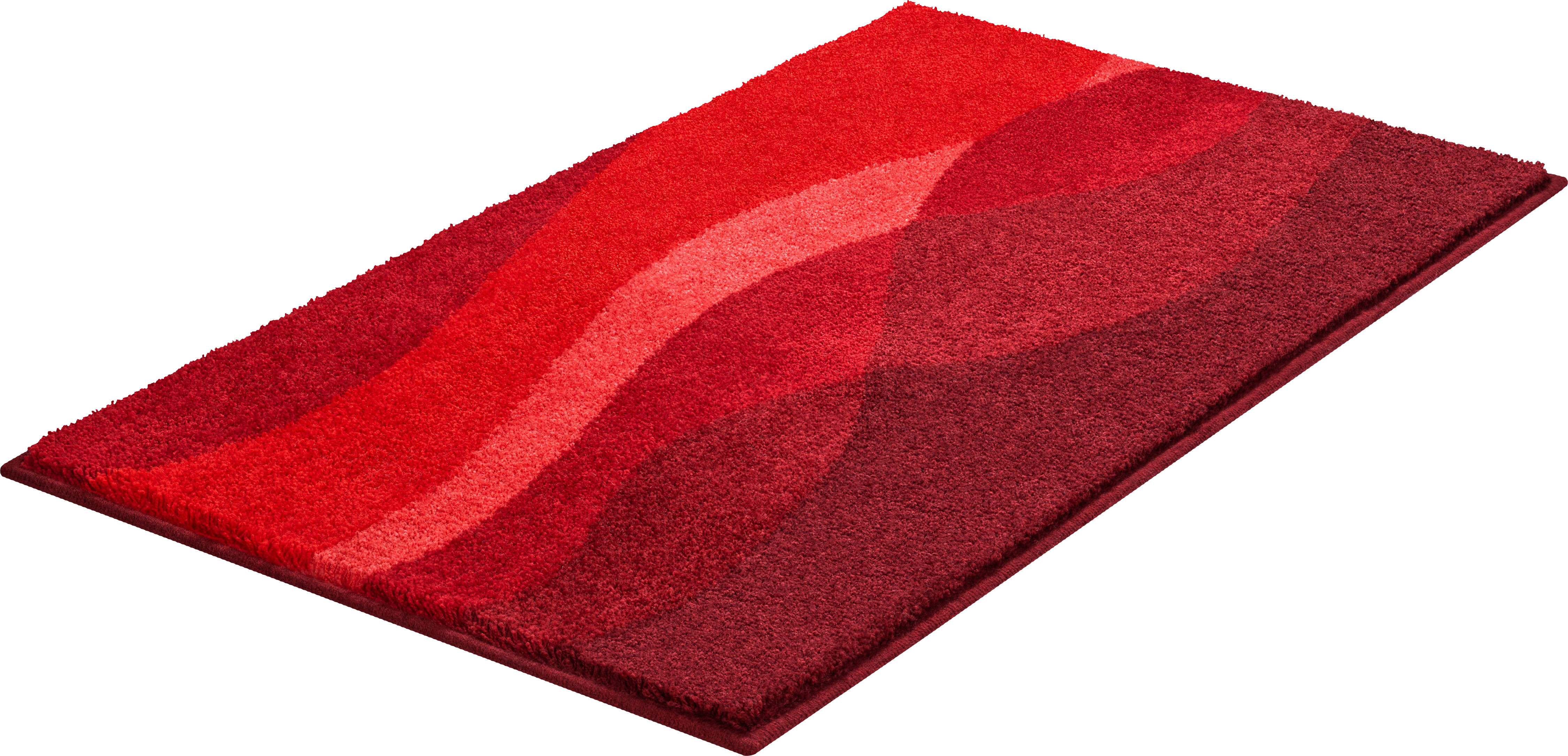 Badematte GRUND "Hills", rot (rubin), H:20mm, Polyacryl, Badematten, Badematte, Badematte im Wellen-Design, mehrfarbiges Muster