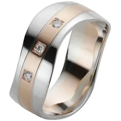 Trauring FIRETTI "Schmuck Geschenk Gold 375 Hochzeit Ehering Trauring "LIEBE" Gr. 18, rosa (weißgoldfarben, roségoldfarben), Fingerringe, Damen, 18, 0,06 SI = kleine Einschlüsse mit Brillanten, Roségold 375 Weißgold 375, 8mm, Roségold 375, Weißgold 375, Trauring, Made in Germany, wahlweise mit oder ohne Brillant