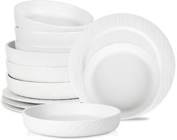 Stone Lain Senso New Bone China Dinnerware Set, Includes Pasta and Dinner Bowls