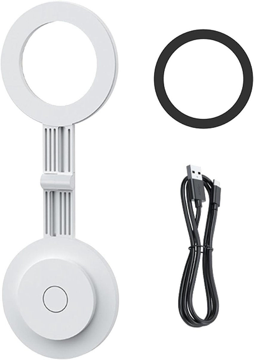 Magnetische LED selfie-verlichting voor mobiele telefoons met instelbare helderheid en oplaadbare functie, wit/multicolor