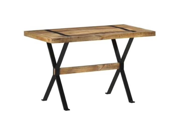 Tmriohed Esstisch 120x60x76 cm Massivholz Mangoholz Stahlbeine Robuste Platte mit Stahlgestell für Küche und Esszimmer, jedes Möbelstück besitzt eine einzigartige Holzmaserung.