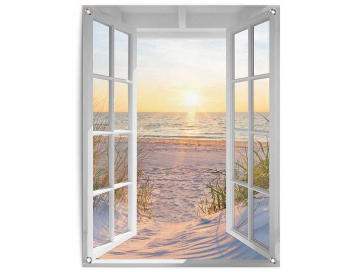 Poster REINDERS Sonnenuntergang durch das Fenster , beige (farbe bild(er): beige), B:60cm H:80cm T:0,1cm, Leinwand, Bilder, Poster, Outdoor für Garten oder Balkon