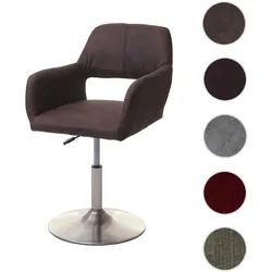 Einzelst�ck | Esszimmerstuhl HWC-A50 III, Stuhl Küchenstuhl, Retro 50er Jahre, Stoff/Textil ~ vintage dunkelbraun, Fuß gebürstet
