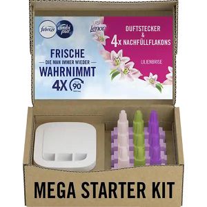 Febreze Raumduft 3Volution, Duftstecker, Starterset, elektrisch, 4 Nachfüller, Lilienbrise