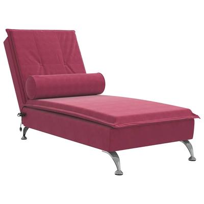 Décoshop26 - Chaiselongue für Indoor-Massagen mit bordeauxrotem Samtkissen DEC026160 DEC026160