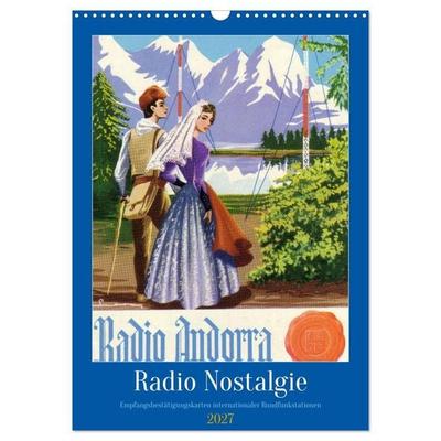Radio Nostalgie - Empfangsbestätigungskarten internationaler Rundfunkstationen (Wandkalender 2027 DIN A3 hoch), CALVENDO Monatskalender