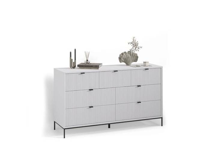 Livinity Sideboard Aterno , Weiß 42 x 81 cm mit 7 Schubladen