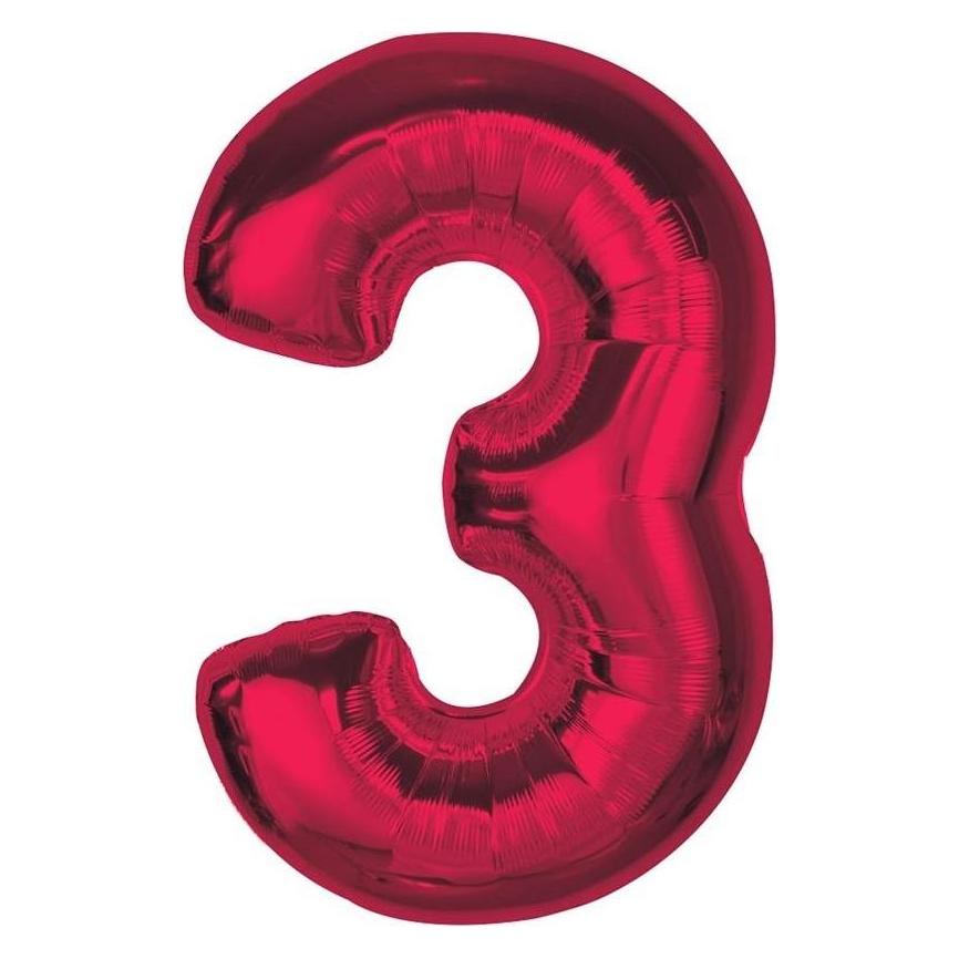 GoDan Folienballon Nummer 3 rot Smart 92cm (1x) (48511720)