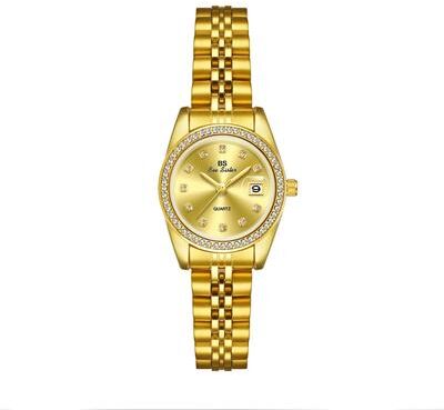 Inspired Deals Elegant Women's Dress Watch With Rhinestone Bezel Steel Band Analog Wristwatch And Date Calendar champagne