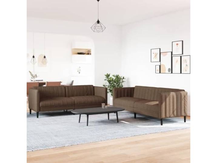 KTHLBRH Sofa-Set, 2-teilig, braun, Stoff 100 % Polyester, Füllung aus Schaumstoff, Kapazität 110 kg, modernes Design