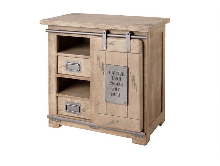 MASSIVMOEBEL24 Commode 70x45 Manguier laqué blanchi RAILWAY #323