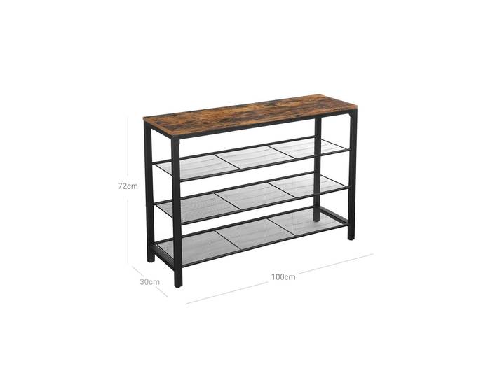 Schuhregal VASAGLE, braun (braun, schwarz), B:100cm T:30cm, Regale, Schuhregal