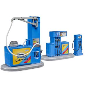 bruder Spielset bworld 62113, ab 4 Jahre, Zubehör: Tankstelle und Waschplatz, 3 Teile