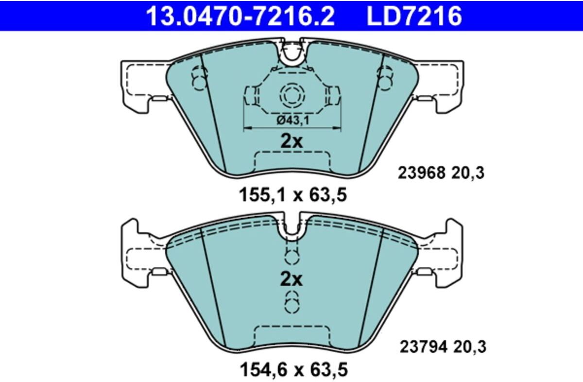 Bremsbelagsatz ATE 13.0470-7216.2, Vorne, Keramik