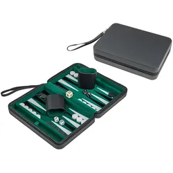Philos Backgammon Alonnisos, Reise, schwarz, Kunstleder, magnetisch (Deutsch, Englisch, Französisch, Italienisch)