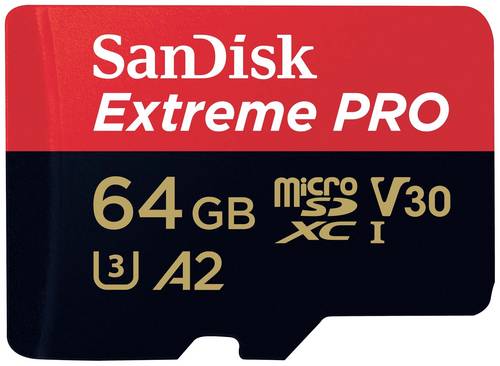 SanDisk Extreme PRO microSDXC-Karte 64GB Class 10, UHS-I, v30 Video Speed Class stoßsicher, Wasserdicht