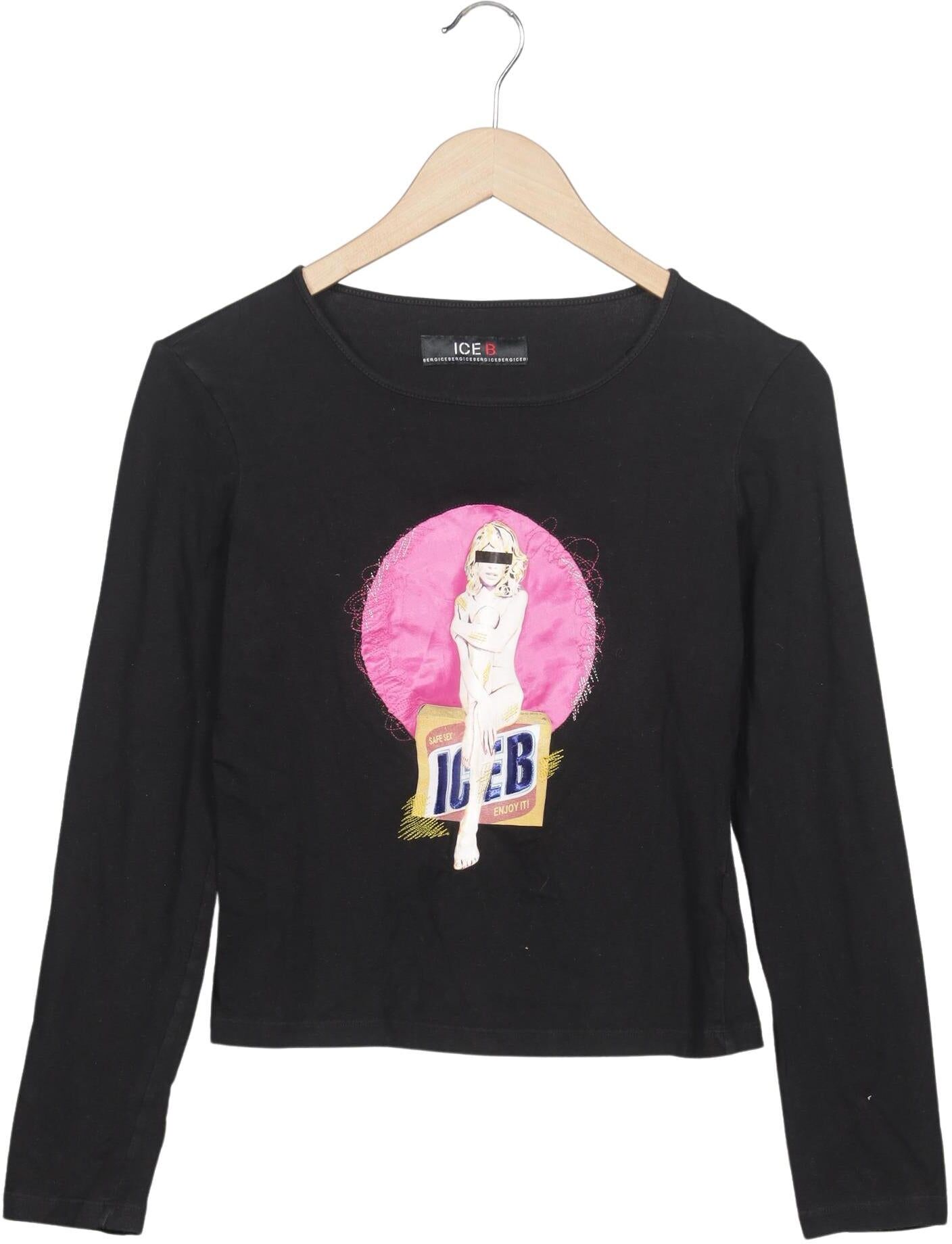 Ice Iceberg Damen Langarmshirt, Schwarz, Gr. EU 42 (IT 48), Elasthan / Baumwolle - Second Hand