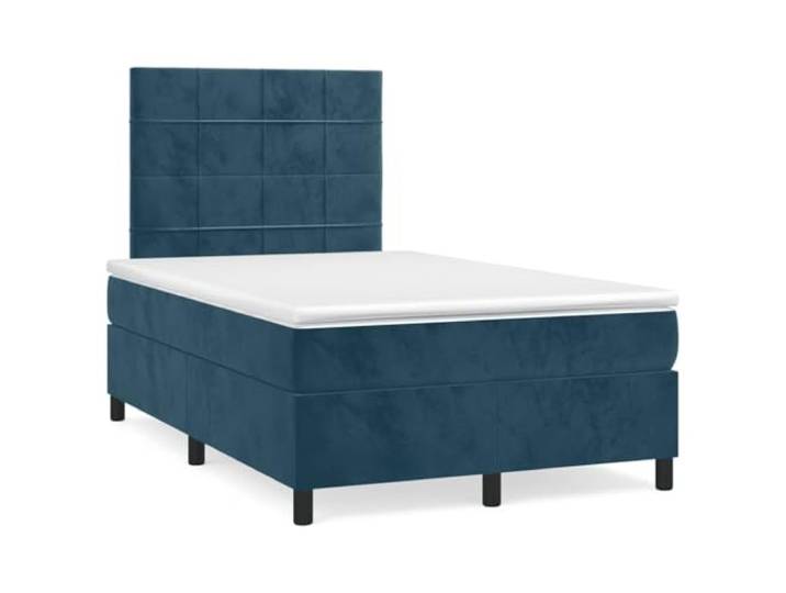 PUGYNBK Boxspringbett, Samt, Dunkelblau, 120 x 200 cm Verstellbares Kopfteil, Taschenfederkernmatratze, mittlere Härte, Lederschutz