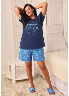 Plus Size Women's Knit PJ Short Set by Dreams & Co. in Sky Blue Popsicle (Size M) Pajamas