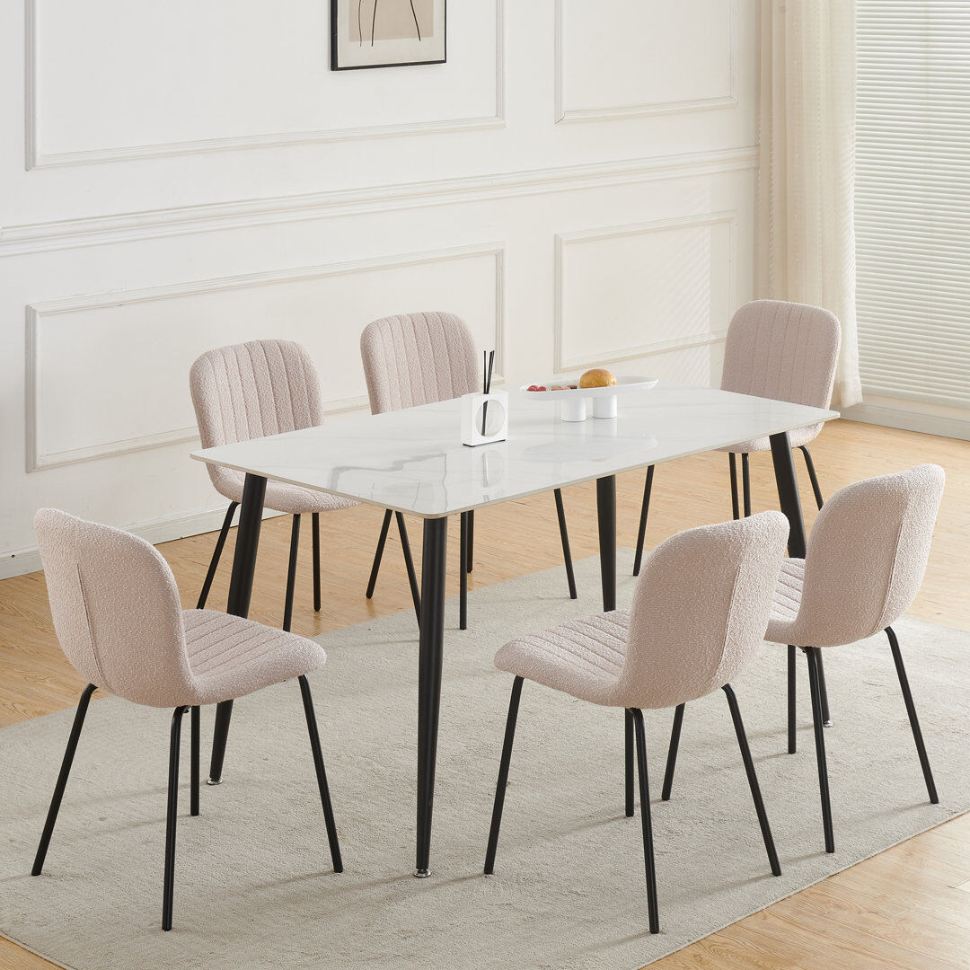 George Oliver Linen Fabric Dining Chairs Upholstered Chairs Brown 222.25cm H X 113.03cm W X 101.6cm D