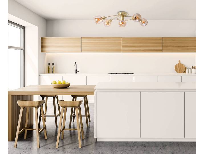 Deckenleuchte Libby 5-flammig 36 x 21 x 61cm Gold Klarglas Eisen, lackiert E14