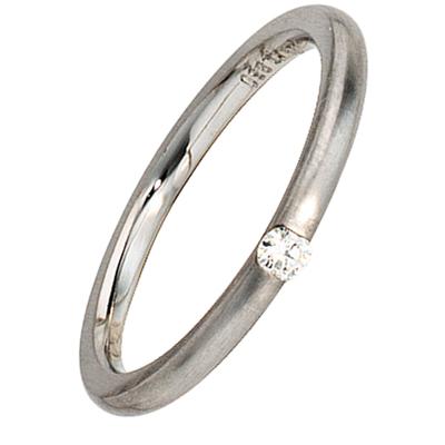 Diamantring JOBO "Platinring" Gr. 58, platin 950, Fingerringe, Damen, 58, SI = kleine Einschlüsse, Diamanten Platin 950, Diamanten, Platin 950, Diamantring, 950 Platin matt mit Diamant